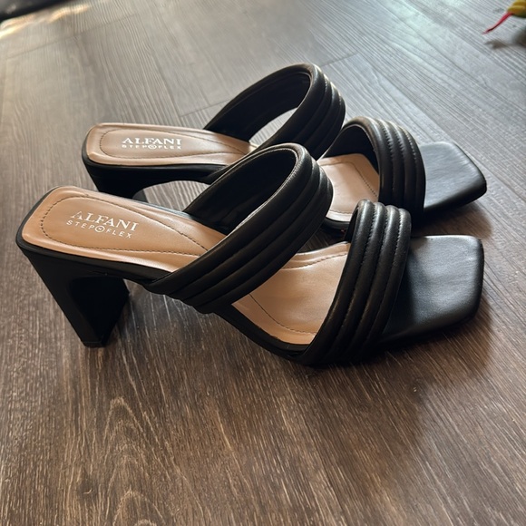 Alfani leather step n flex black square toe heels sandals 9.5 - Picture 2 of 11